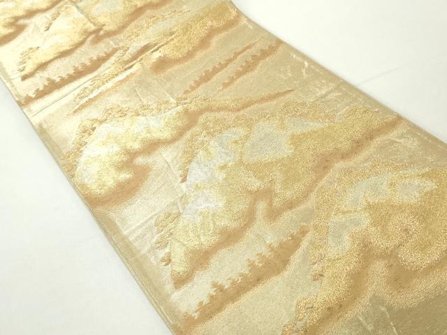 平和屋着物◎六通柄袋帯 重ね山文 金糸 正絹 逸品 DAAZ8938qa