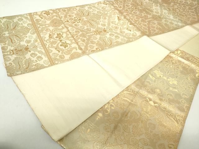 平和屋着物◎六通柄袋帯 更紗花文 金糸 正絹 逸品 DAAZ8975qa