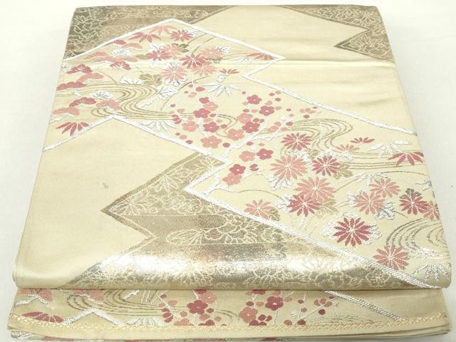 平和屋着物◎六通柄袋帯 唐織 松竹梅 銀糸 正絹 逸品 DAAZ8987qa