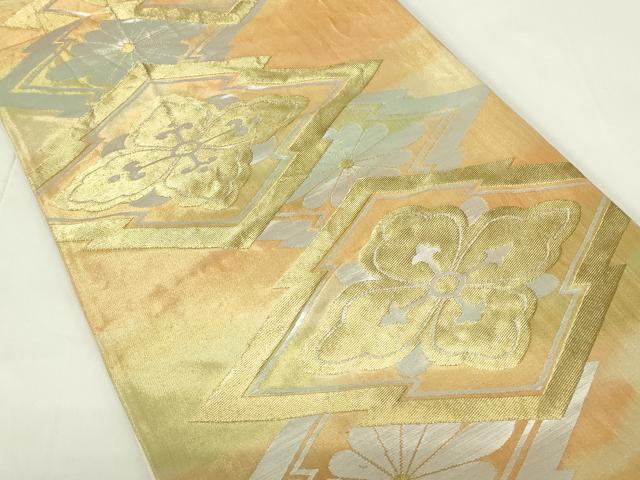 平和屋着物◎六通柄袋帯 松皮菱花文 金銀糸 正絹 逸品 DAAZ9025qp