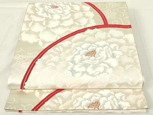 平和屋着物◎六通柄袋帯 唐織 草花文 金銀糸 正絹 逸品 DAAZ9047qp