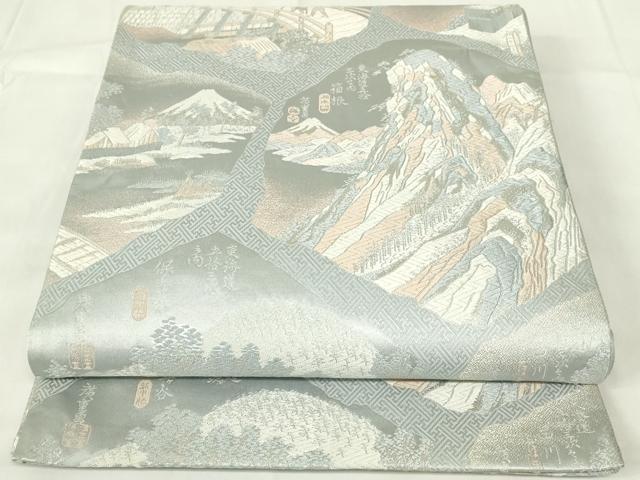 平和屋着物◎六通柄袋帯 唐織 人物風景文 銀糸 正絹 逸品 DAAZ9131qp