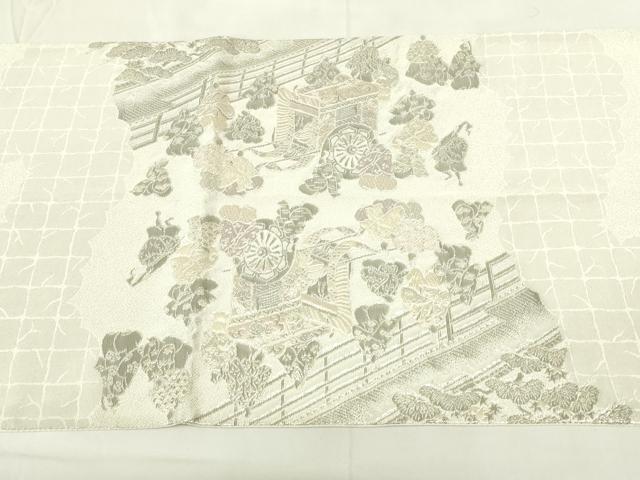 平和屋着物◎六通柄袋帯 唐織 王朝源氏物語繪 銀糸 正絹 逸品 DAAZ9148qp