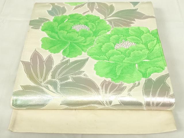 平和屋着物◎西陣 橋本テル織物謹製 六通柄袋帯 唐織 草花文 銀糸 正絹 逸品 DAAZ9223qp