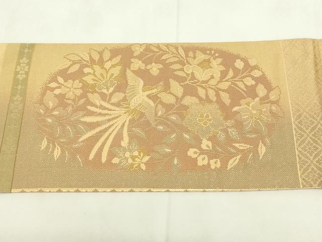 平和屋着物◎九寸名古屋帯 鳳凰更紗花文 正絹 逸品 DAAZ9261qp