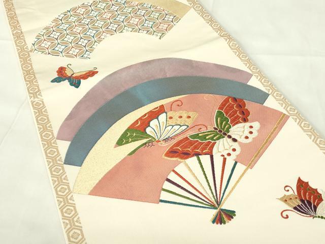 平和屋着物◎六通柄袋帯 唐織 能衣 胡蝶五彩末廣文 金糸 正絹 逸品 DAAZ9266qp