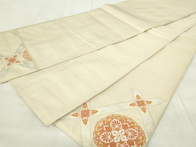 平和屋着物◎明綴れ 太鼓柄袋帯 正倉院天井花文 金銀糸 正絹 逸品 DAAZ9332qp