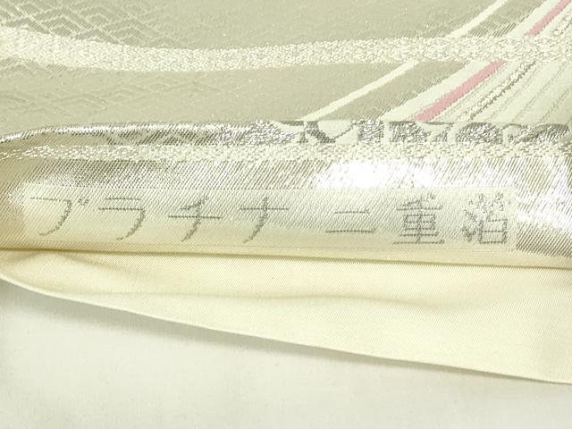 平和屋着物◎六通柄袋帯 唐織 孔雀羽花文 プラチナ二重箔 正絹 逸品 DAAZ9438qp