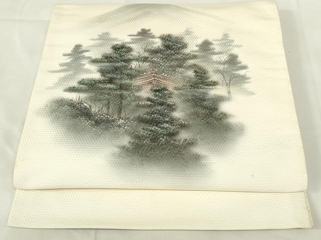 平和屋着物◎太鼓柄袋帯 作家物 手描き 風景文 正絹 逸品 DAAZ9499qp