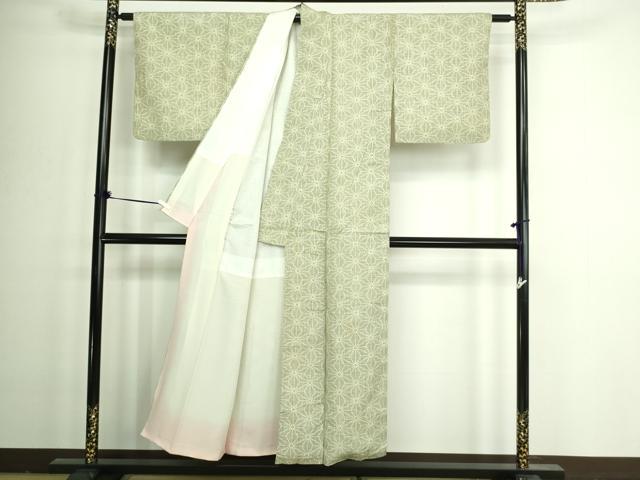 平和屋着物■上質な紬 麻の葉文様 正絹 逸品 DAAZ9765sf