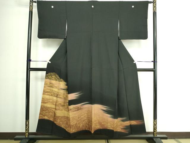 平和屋着物■豪華黒留袖 松 暈し染め 金彩 正絹 逸品 DAAZ9787sf