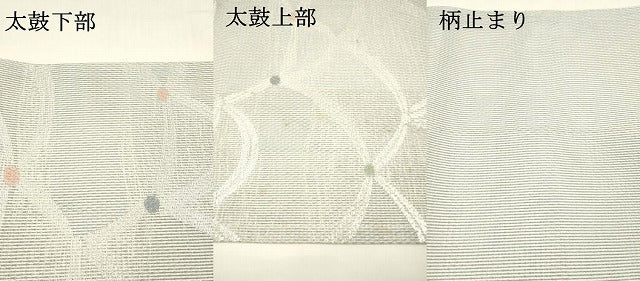 平和屋着物*夏物 六通柄 京袋帯 抽象文様 銀糸 正絹 逸品 DABA0023cm