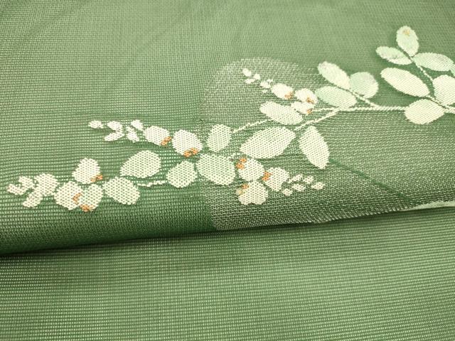 平和屋着物*夏物 九寸名古屋帯 草葉文 金銀糸 正絹 逸品 DABA0038cm