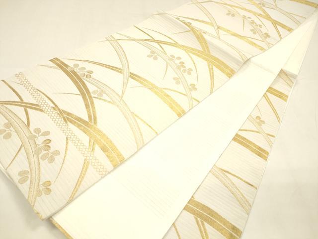 平和屋着物*夏物 六通柄袋帯 草葉文 金糸 DABA0064cm