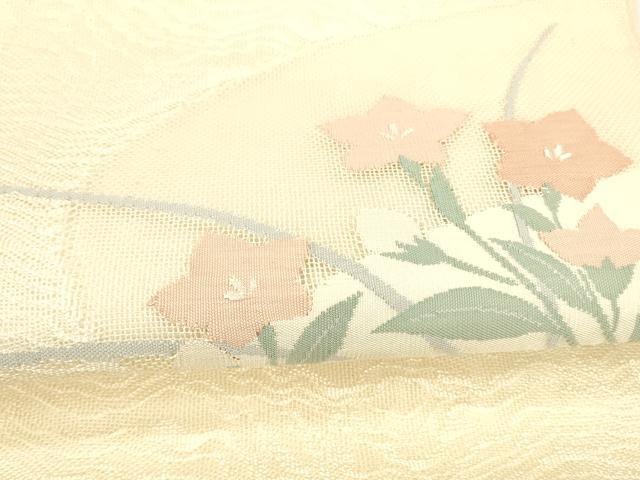 平和屋着物*夏物 太鼓柄袋帯 草花文 正絹 逸品 DABA0068cm