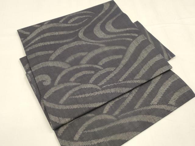 平和屋着物*夏物 つけ帯 流水文 黒地 正絹 逸品 DABA0088cm