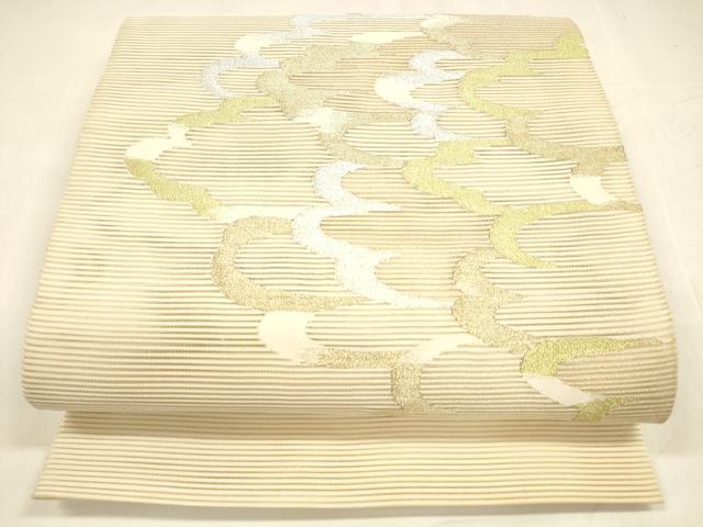 平和屋着物＊夏物　太鼓柄袋帯　草花文　銀糸　正絹　逸品　DAAX8928cm 平和屋着物＊夏物 絽綴れ 太鼓柄袋帯 草花文 金銀糸 正絹 逸品
