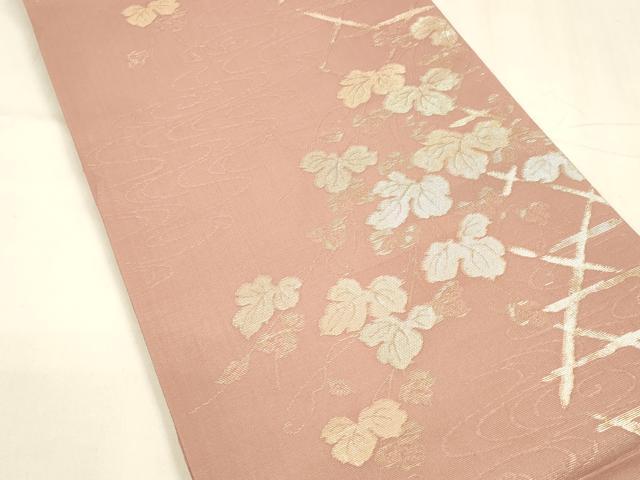 平和屋着物*夏物 六通柄袋帯 流水蔦の葉文 金銀糸 正絹 逸品 DABA0120cm