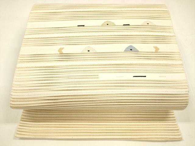 平和屋着物*夏物 絽綴れ 八寸名古屋帯 抽象文様 金銀糸 正絹 逸品 DABA0122cm