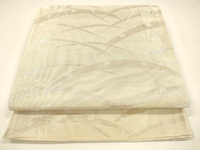 平和屋着物*夏物 全通柄袋帯 雪芝文 銀糸 正絹 逸品 DABA0130cm
