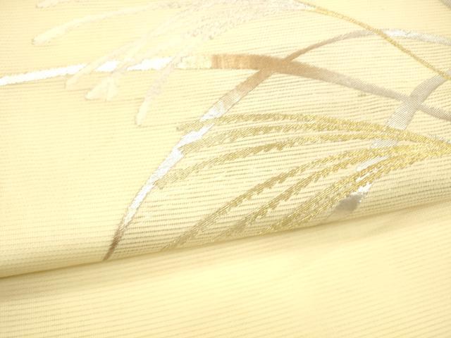 平和屋着物*夏物 九寸名古屋帯 稲穂 金銀糸 正絹 逸品 DABA0134cm