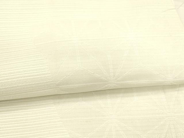 平和屋着物*夏物 全通柄 京袋帯 麻の葉文様 白緑色 DABA0160cm
