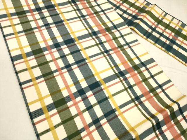 平和屋着物●全通柄九寸名古屋帯 格子 正絹 逸品 DABA0203cm