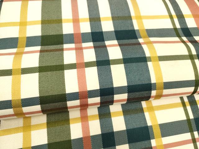 平和屋着物●全通柄九寸名古屋帯 格子 正絹 逸品 DABA0203cm