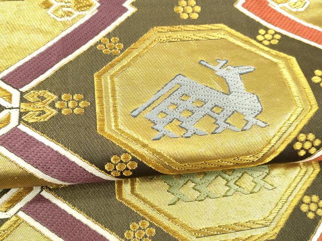 平和屋着物●六通柄袋帯 唐織 有栖川文様 本金引箔 正絹 逸品 DABA0220cm