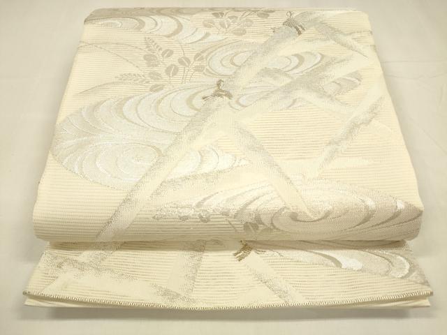 平和屋着物＊夏物　六通柄　本袋帯　草花文　金銀糸　正絹　逸品　DABC8807cm 平和屋着物＊夏物 六通柄袋帯 草花文 銀糸 正絹 逸品 DABE6158cm