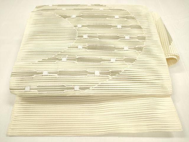 平和屋着物*夏物 絽綴れ つけ帯 抽象文様 銀糸 正絹 逸品 DABA0234cm