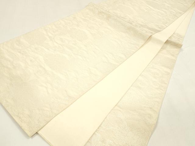 平和屋着物*夏物 六通柄 本袋帯 花唐草文 銀糸 正絹 逸品 DABA0236cm