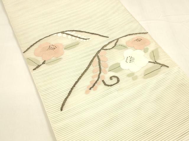 平和屋着物*夏物 絽綴れ 太鼓柄袋帯 枝花文 正絹 逸品 DABA0242cm