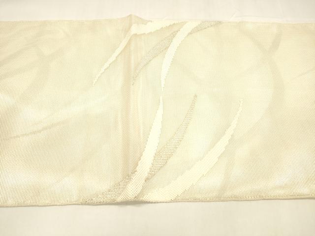 平和屋着物*夏物 六通柄 本袋帯 草葉文 銀糸 正絹 逸品 DABA0263cm