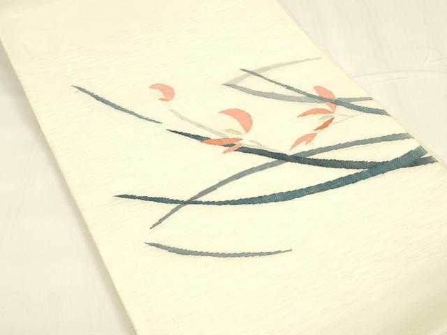平和屋着物*夏物 太鼓柄袋帯 草花文 金銀糸 正絹 逸品 DABA0267cm