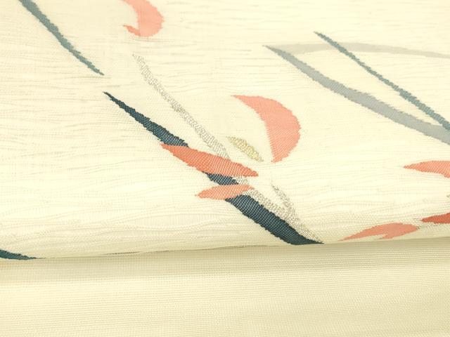 平和屋着物*夏物 太鼓柄袋帯 草花文 金銀糸 正絹 逸品 DABA0267cm