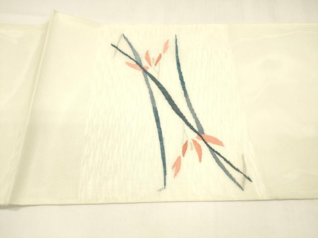 平和屋着物*夏物 太鼓柄袋帯 草花文 金銀糸 正絹 逸品 DABA0267cm