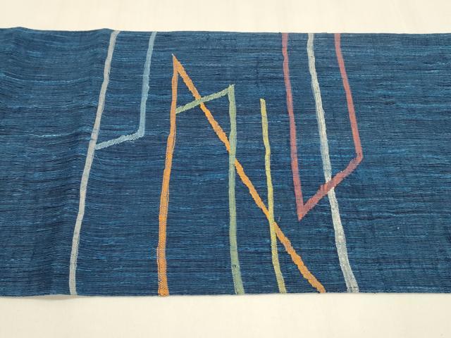 平和屋着物▽スリーシーズン 春夏秋 太鼓柄袋帯 櫛織 抽象文様 正絹 逸品 DABA0270cm