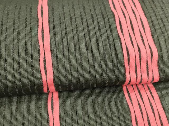 平和屋着物*夏物 八寸名古屋帯 間道 黒地 正絹 逸品 DABA0271cm