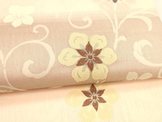 平和屋着物*夏物 西陣 熊井謹製 両面 六通柄袋帯 更紗花唐草文 正絹 逸品 DABA0297cm