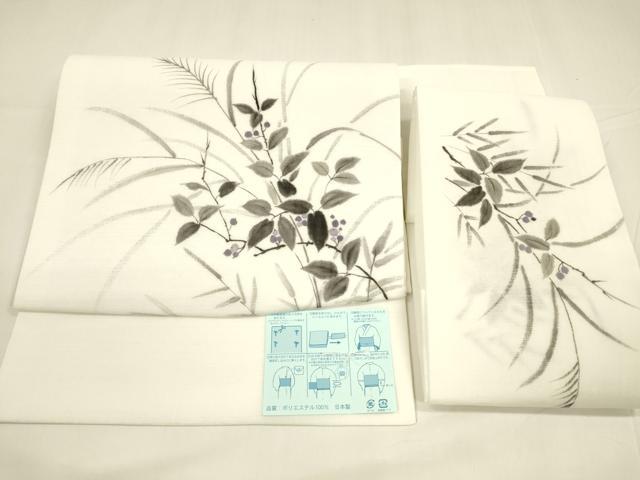 平和屋着物*夏物 つけ帯 手描き 草葉文 DABA0314cm