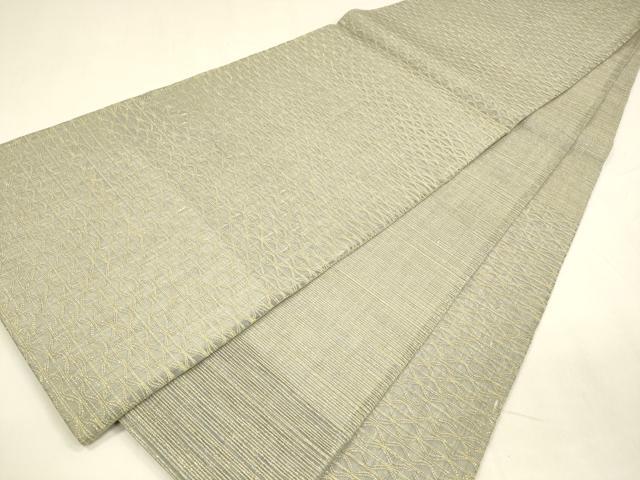 平和屋着物*夏物 六通柄袋帯 流水草花文 金糸 正絹 逸品 DABA0319cm