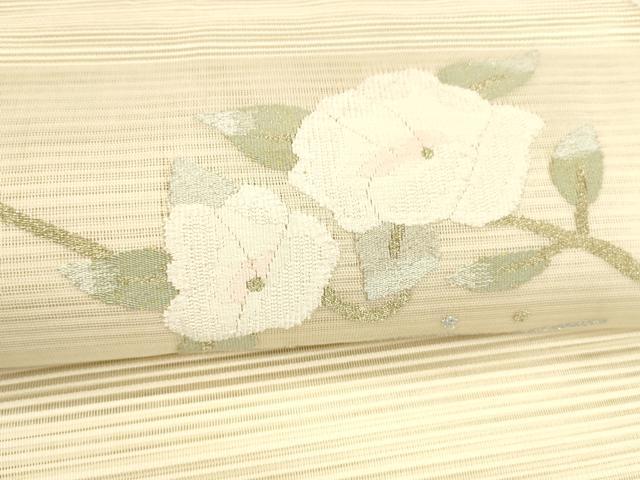 平和屋着物*夏物 絽綴れ 八寸名古屋帯 枝花文 金銀糸 正絹 逸品 DABA0349cm