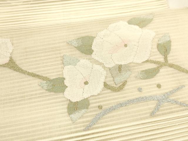 平和屋着物*夏物 絽綴れ 八寸名古屋帯 枝花文 金銀糸 正絹 逸品 DABA0349cm