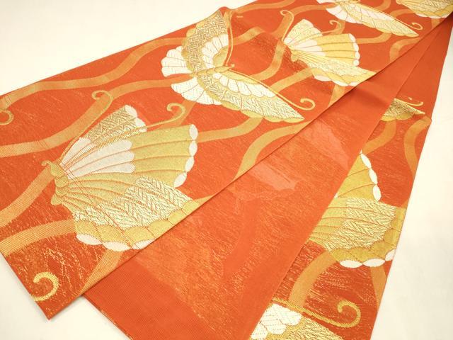 平和屋着物*夏物 六通柄 本袋帯 唐織 舞蝶文 金糸 正絹 逸品 DABA0376cm