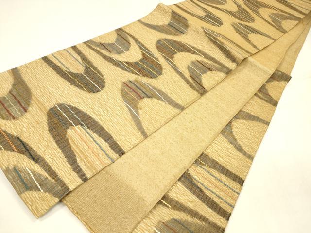 平和屋着物*夏物 六通柄袋帯 櫛織 流水文 銀糸 正絹 逸品 DABA0382cm