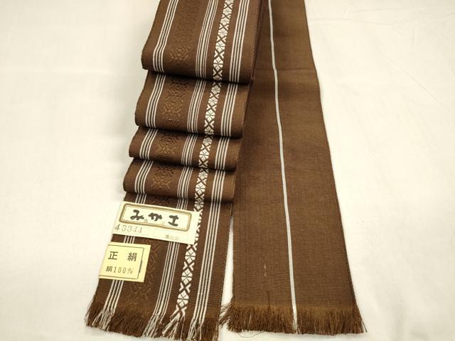 平和屋着物●男性 本場筑前博多織 角帯 献上 正絹 逸品 DABA0400cm