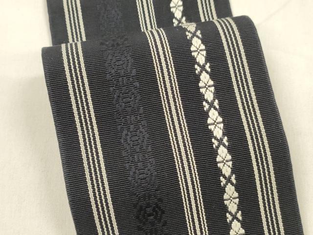 平和屋着物●男性 本場筑前博多織 角帯 献上 証紙付き 正絹 逸品 DABA0401cm