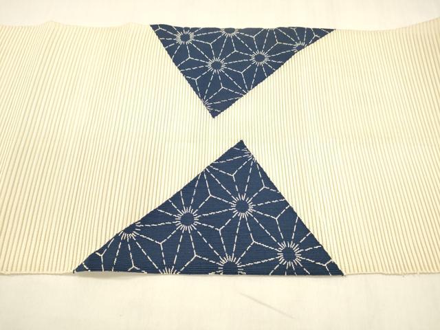 平和屋着物*夏物 絽綴れ 八寸名古屋帯 麻の葉文様 正絹 逸品 DABA0487cm