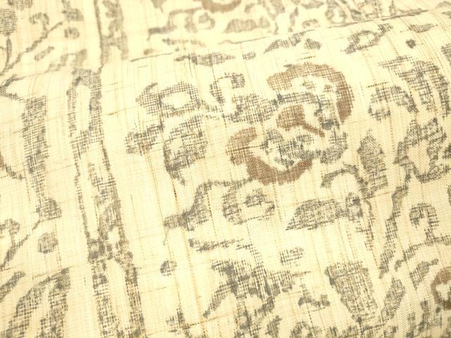 平和屋着物*夏物 全通柄九寸名古屋帯 草花文 麻 逸品 DABA0492cm